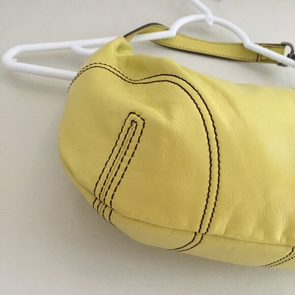 Free People Real World Leather Clutch Shoulder Bag Color Yellow/Limoncello - Picture 7 of 9
